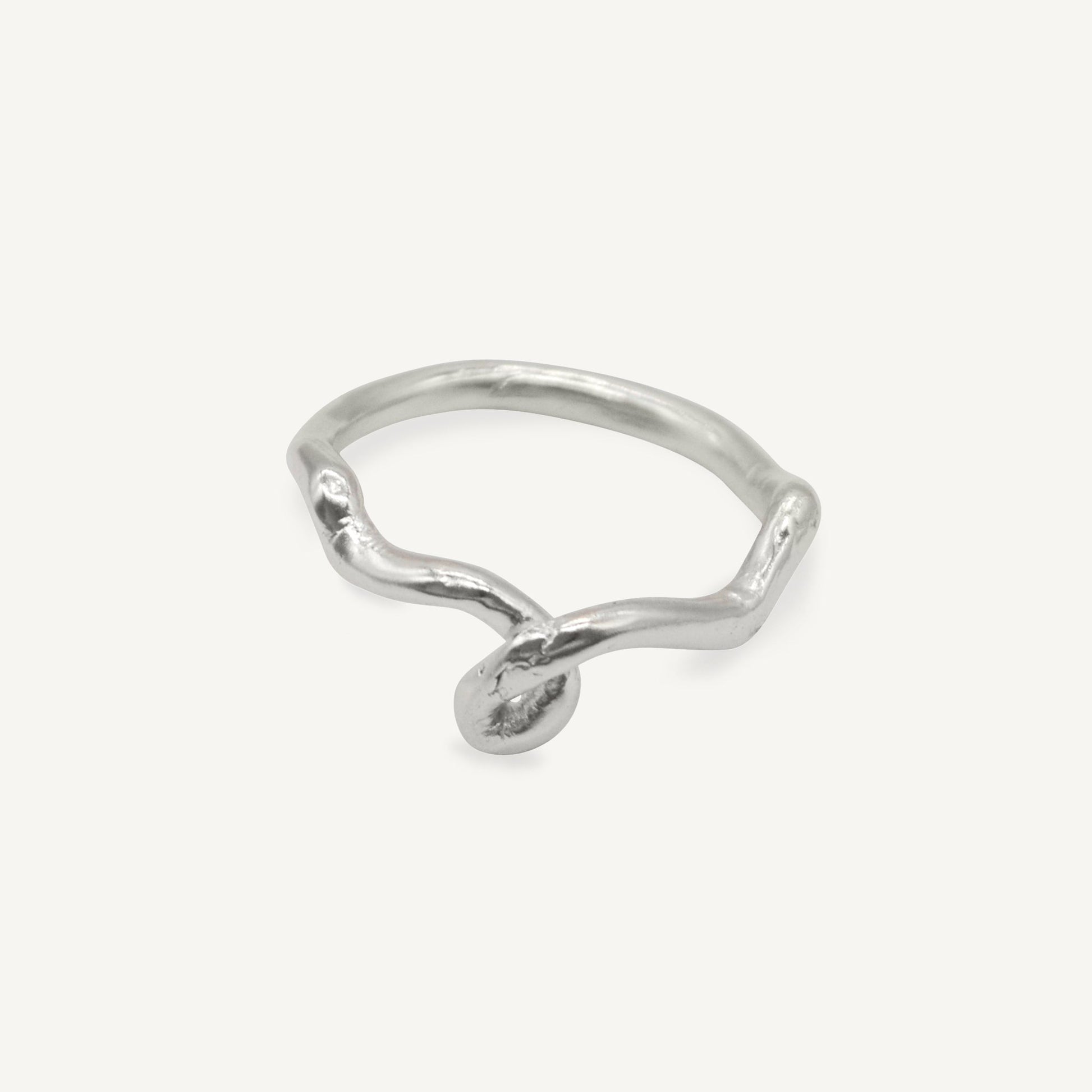 Emory 03 - a  playful silver line drawing stacking ring with organic textured silver finish ethically handmade in London from recycled silver by Folde Jewellery